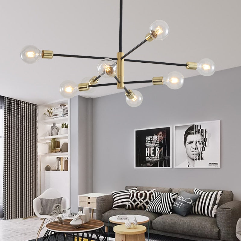 Modern Nordic Sputnik Black Chandeliers LED Lamp Home Lighting Indoor Fixtures Pendant Ceiling Not Included Bulbs 2021 New