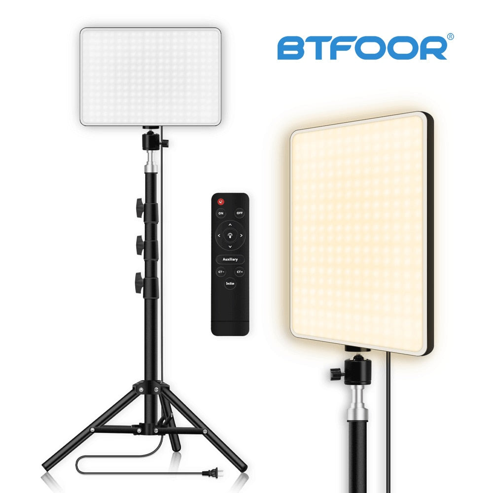 Photo Studio LED 2700k-5700k Video Fill Lamp Light Panel Photography Lighting With Tripod Stand Long Arm EU Plug For Live Stream