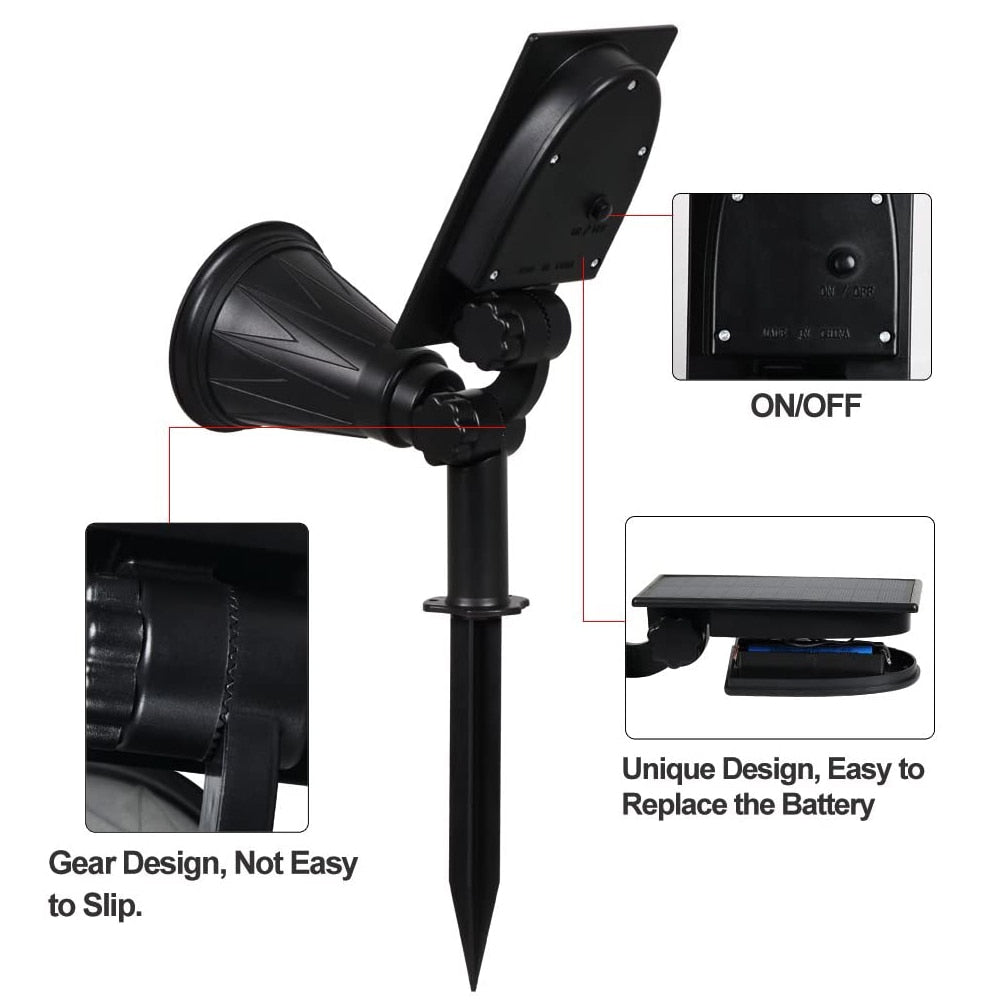 T-SUNRISE Solar Powered 4/7 LED Lamp Adjustable Solar Spotlight In-Ground IP65 Waterproof Landscape Wall Light Outdoor Lighting