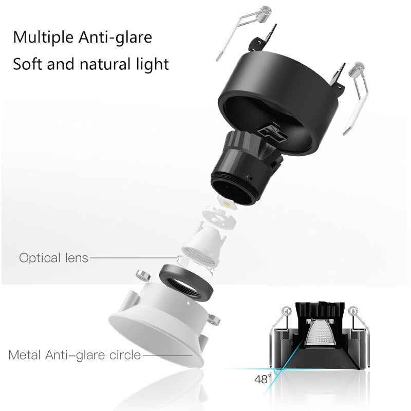 Ceiling Recessed Downlight Ultra-thin Anti-glare Led Spotlight 8W Embedded Ceiling Lamp For Indoor Lighting AC110-240V