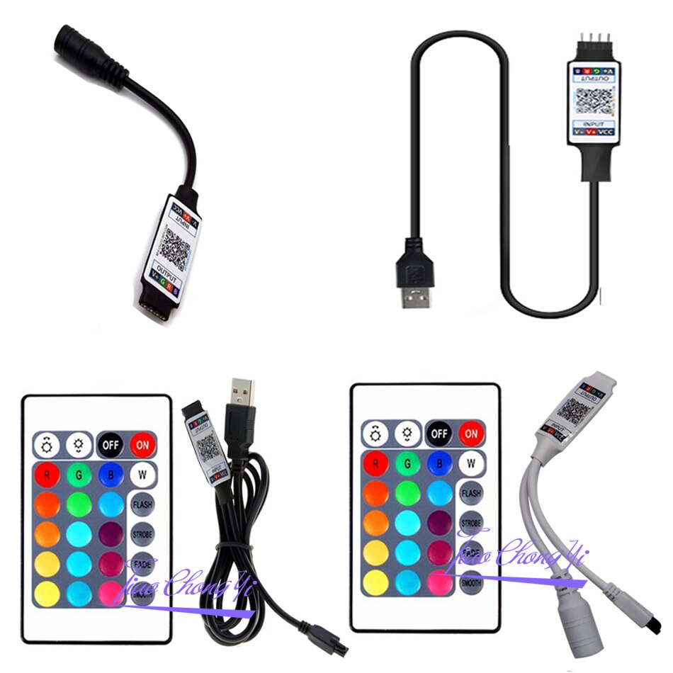 App Smart Bluetooth-compatible Controller LED RGB Controller, 24key IR USB remote for SMD 2835 5050 RGB LED Strip Lights