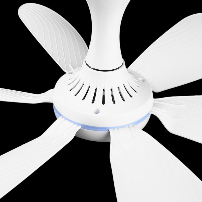 Silent 6 Leaves USB Powered Ceiling Canopy Fan with Remote Control Timing 4 Speed Hanging Fan for Camping Bed Dormitory Tent
