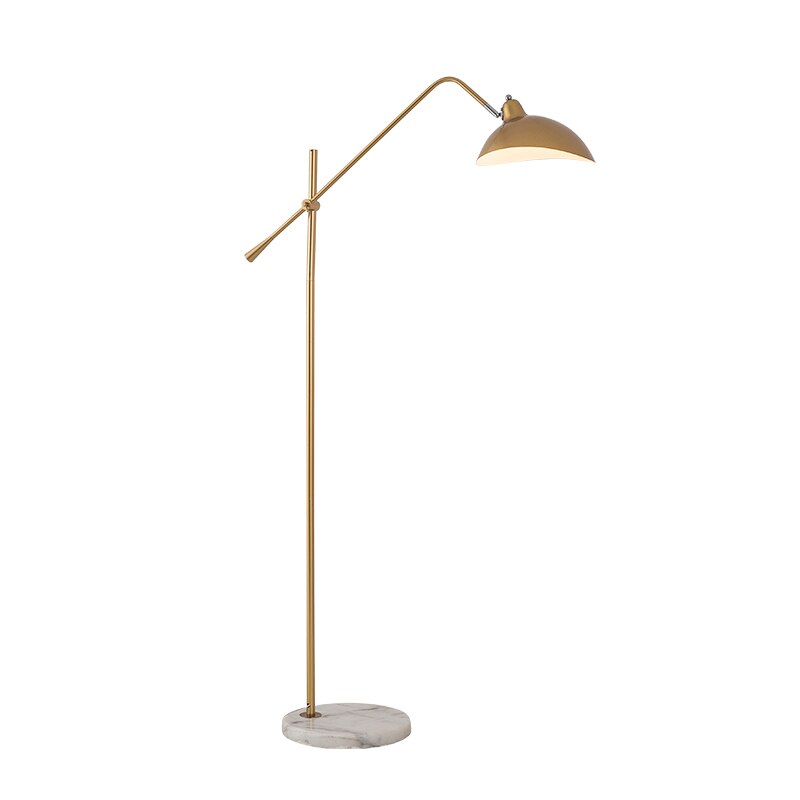 Nordic Gold Simple Floor Lamp Marble Base Standing Lamp Adjustable Length Floor Light Foyer Living Room Lamp Stand E27 Fixtures
