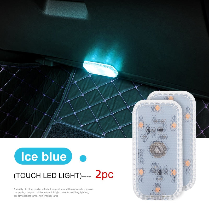 LED Touch Light Mini Wireless Car Interior Lighting Auto Roof Ceiling Reading Lamp for Door Foot Trunk Storage Box USB Charging