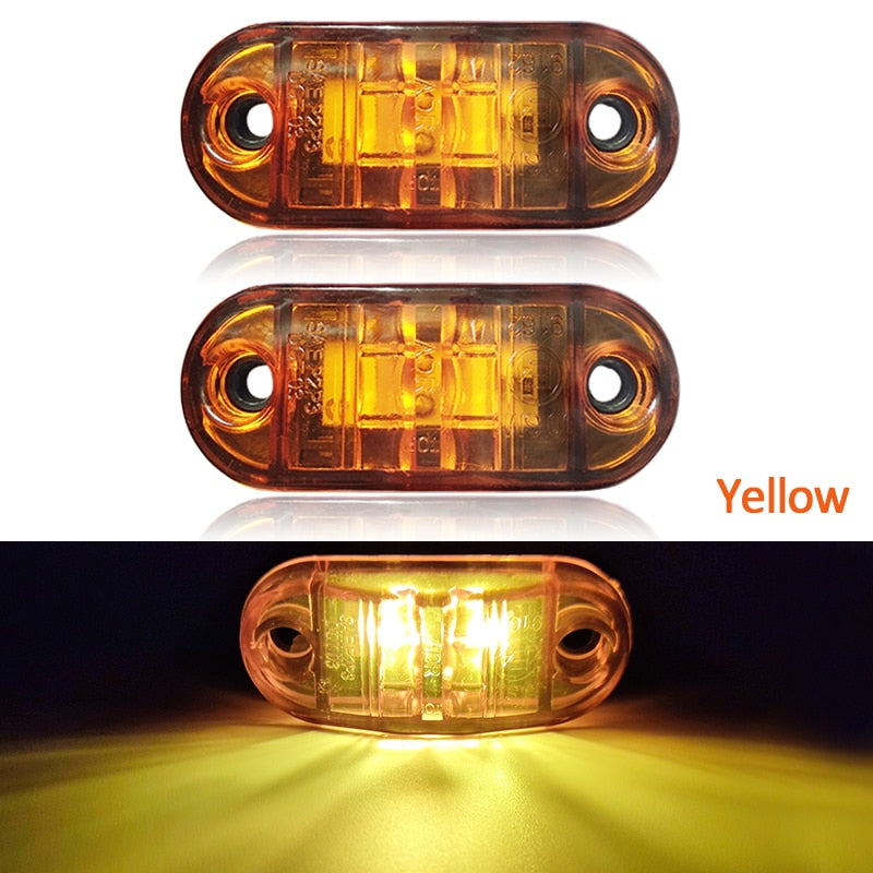 2PCS 12V 24V LED Side Marker Lights Warning Tail Light Auto Car External Lights Trailer Truck Lorry Yellow Orange White Red