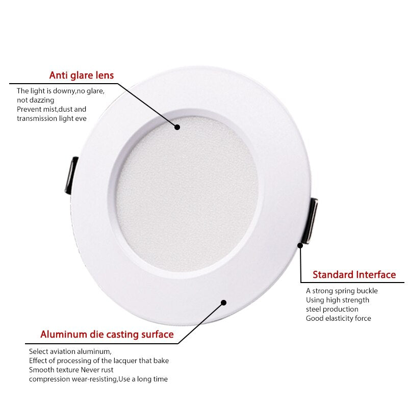 LED Downlight White Ceiling 5W 7W 9W 12W 15W AC 220V 230V 240V led downlight Cold Warm white led light for Bedroom