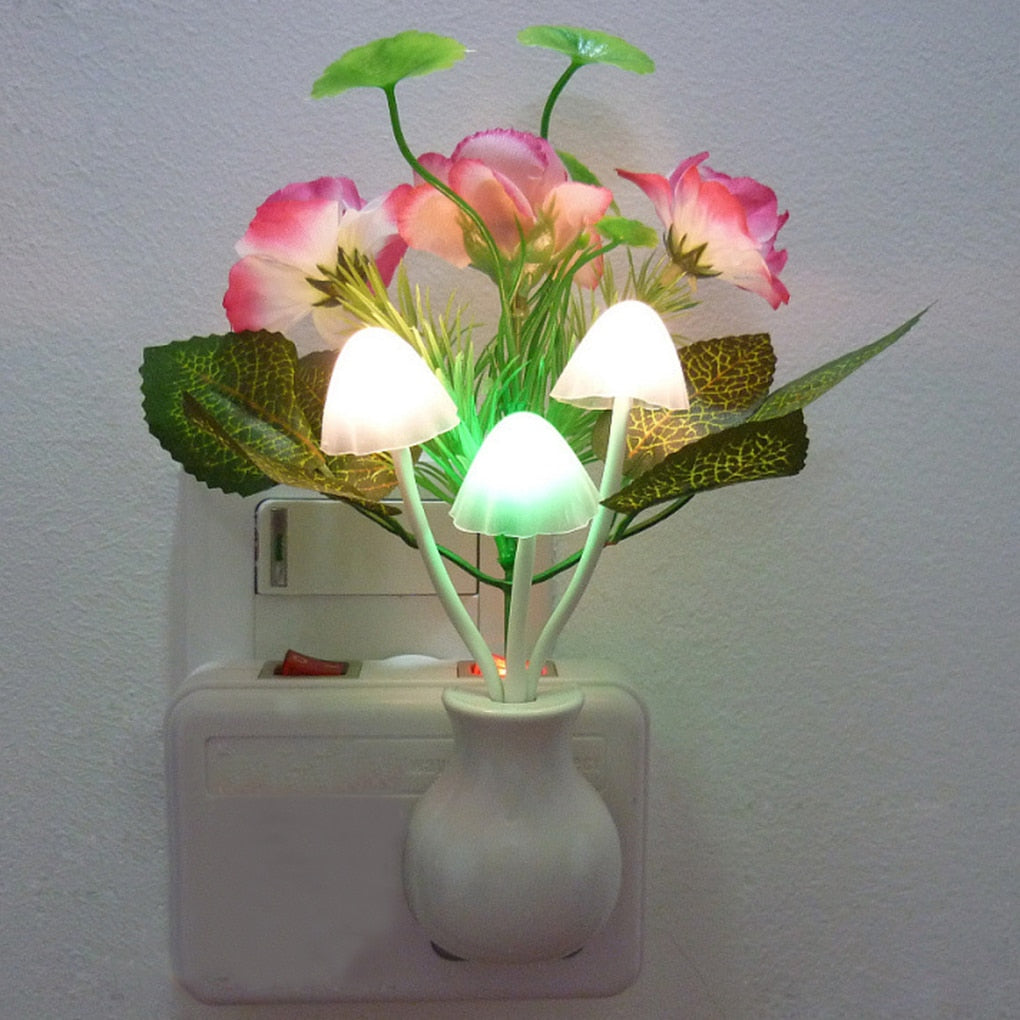 Novelty 7 Color Night Light US Plug Induction Dream Mushroom Fungus Luminaria Lamp 220V LED Mushroom Lamp led night lights