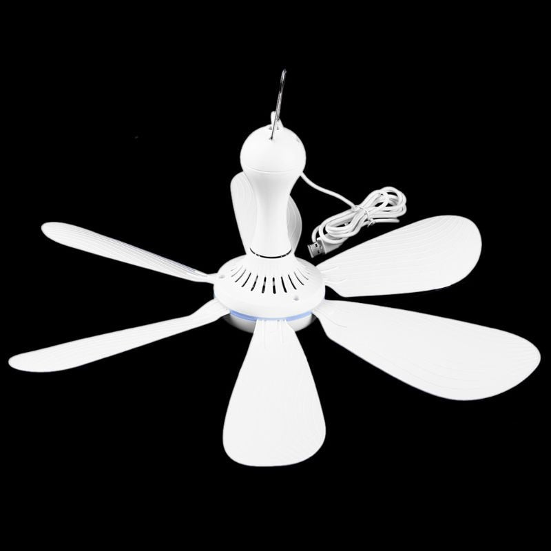 Hanging Fan 6 Leaves Ceiling Fan for Outdoor Activities USB Powered Fan Picnic Camping Bbq Supplies