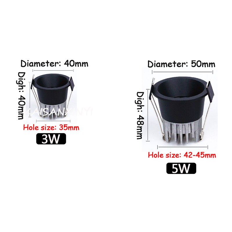 Anti-Corrosion Dimmable LED Downlight 3W 5W Anti-Glare Led Ceiling Lamp LED Spot Lighting Bedroom Kitchen COB Recessed Downlight