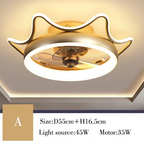 Modern simple ceiling fan transparent crystal decorative LED remote control lighting bedroom fan lamp free delivery