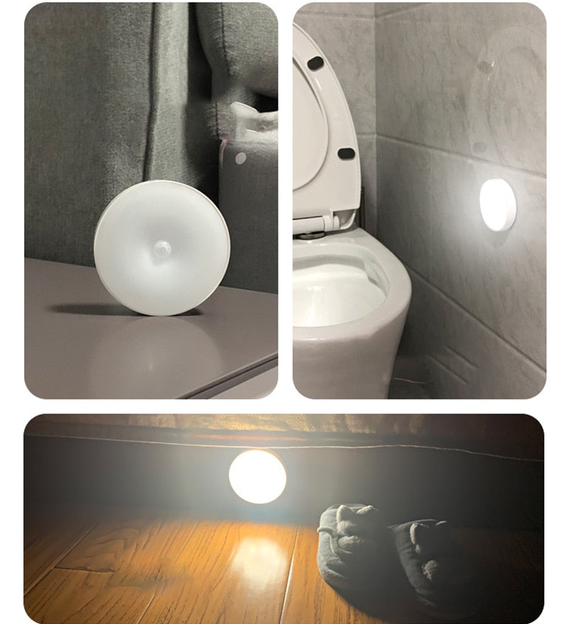 USB Recharge LED PIR Infrared Sensor Night Light 8 Light Beads Cabinet Closet Wall Lamp for Home Bedroom Corridor