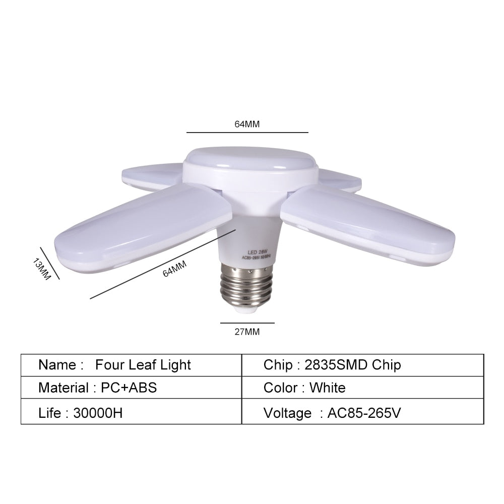 LED Bulb Fan Blade AC85-265V 28W Foldable Led Light Bulb Lampada For Home Ceiling Light Small Garage Light night lamp