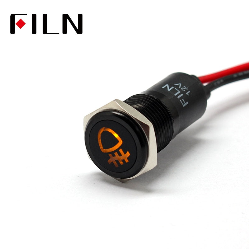14mm Waterproof Lamp FILN 12V LED Car Signal Lights Instrument Pilot light red blue indicator light with wire