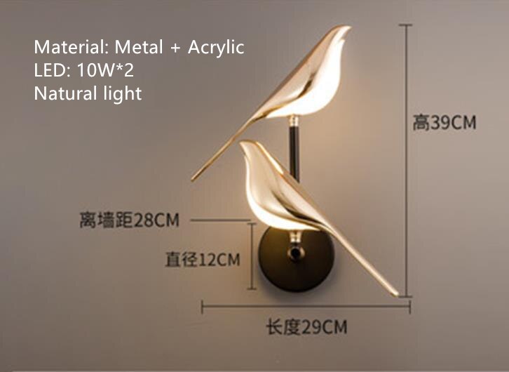 Nordic Golden Bird LED Chandelier Parlor Bar Bedside Hanging Light Fixture Novelty 360 Degree Rotation Replaceable LED Home Deco