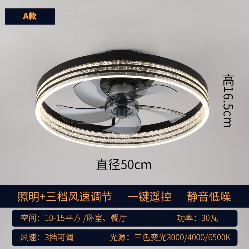 New acrylic ceiling fan lamp LED variable frequency ceiling fan lamp living room bedroom dining room light luxury fan Chandelier