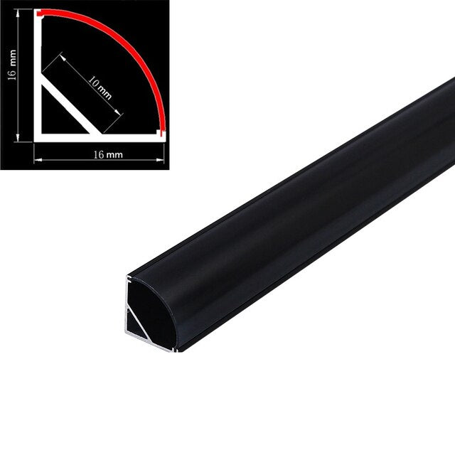 Black Led Aluminum Profile U/W/V With Milky PC Cover kitchen Cabinet Closet Lamp LED Strip Shelf Light Channel Holder Diffuser