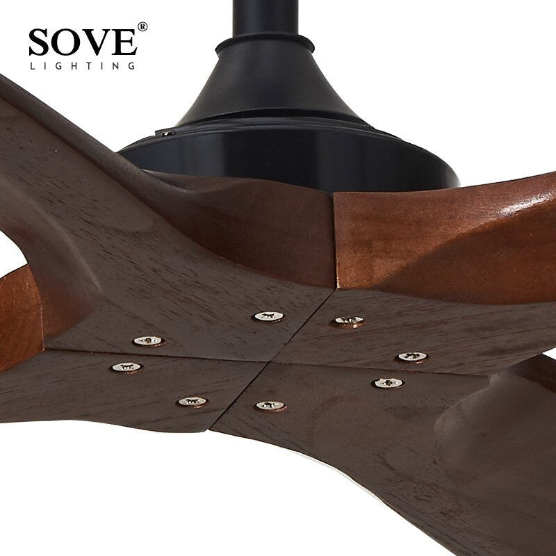 SOVE 60 Inch Wooden Ceiling Fan Dc Remote Control Decorative Wood Ceiling Fans Without Light Fan Lamp 220V Ventilador De Techo