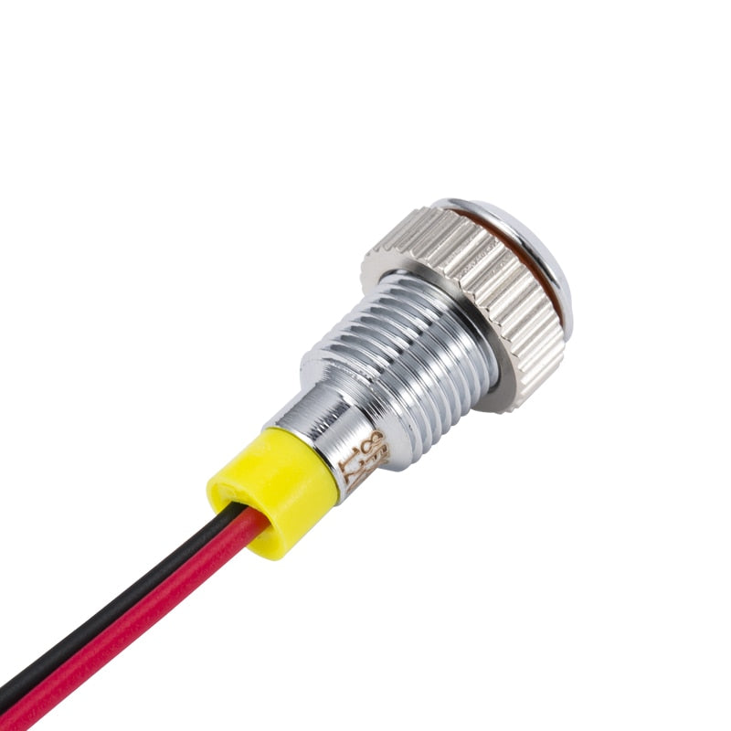 8mm Metal Indicator Led Light Waterproof Led Light 3V/6V/12V Pilot Signal Lamp with Wire Warning Indicator Light