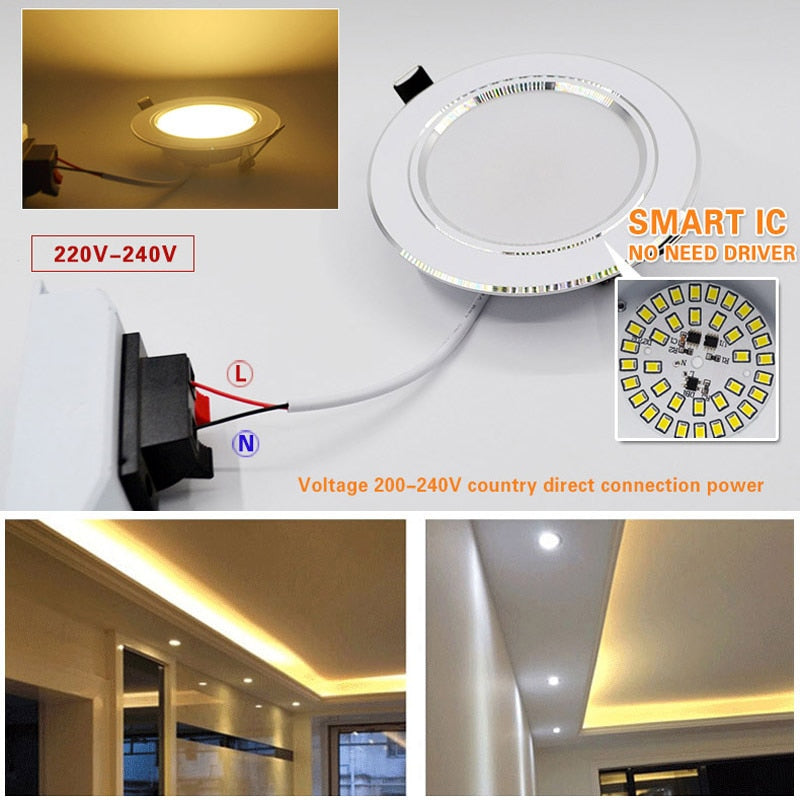 Led Downlight 3W 5W 7W 9W 12W 15W 18W AC 220V 230V 110V Ceiling Bathroom Lamps Living Room Light Home Indoor Lighting