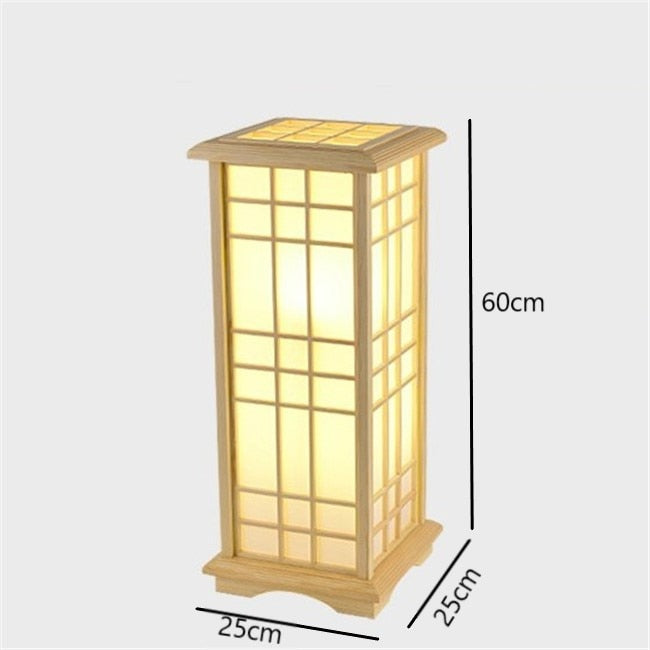 Modern Japanese Floor Lamps Tatami Style Square Shape Wooden LED Lamp Floor Bedroom Standing Lamps for Living Room Tall Lamp E27