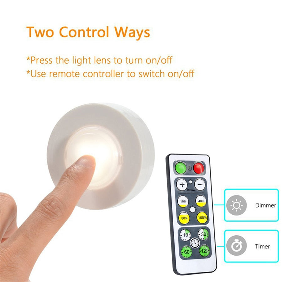 Dimmable Touch Sensor Under Cabinet Light LED Puck Lights Wireless Downlight Spotlights For Close Wardrobe Hallway Night lamp