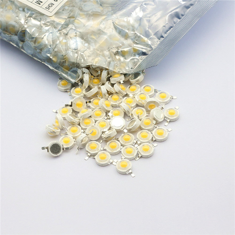 10 -1000 pcs Real Full Watt 1W 3W High Power LED lamp Bulb Diodes SMD 110-120LM LEDs Chip For 3W - 18W Spot light Downlight