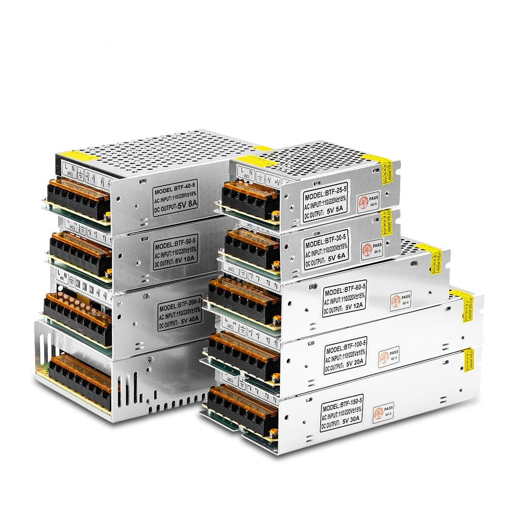 DC5V 2A 3A 4A 5A 8A 10A 12A 20A 30A 40A 60A Switch LED Power Supply Transformers Adapter WS2812B WS2801 SK6812 SK9822 LED Strip