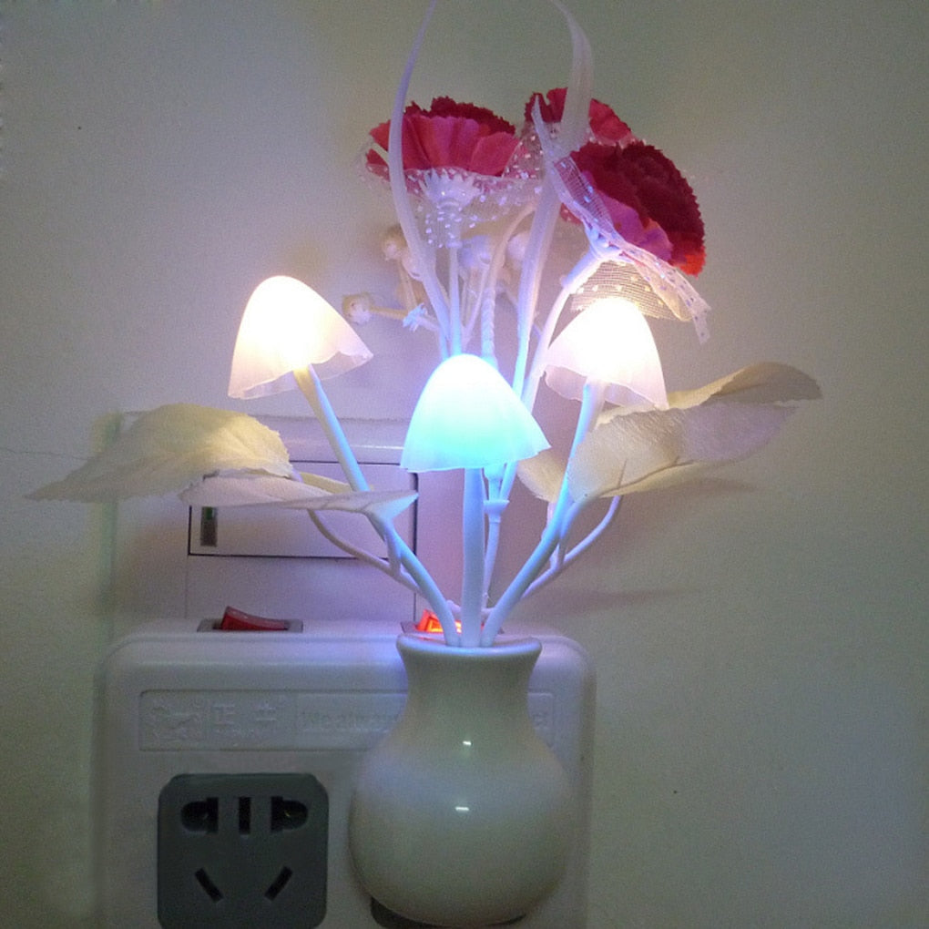 Novelty 7 Color Night Light US Plug Induction Dream Mushroom Fungus Luminaria Lamp 220V LED Mushroom Lamp led night lights