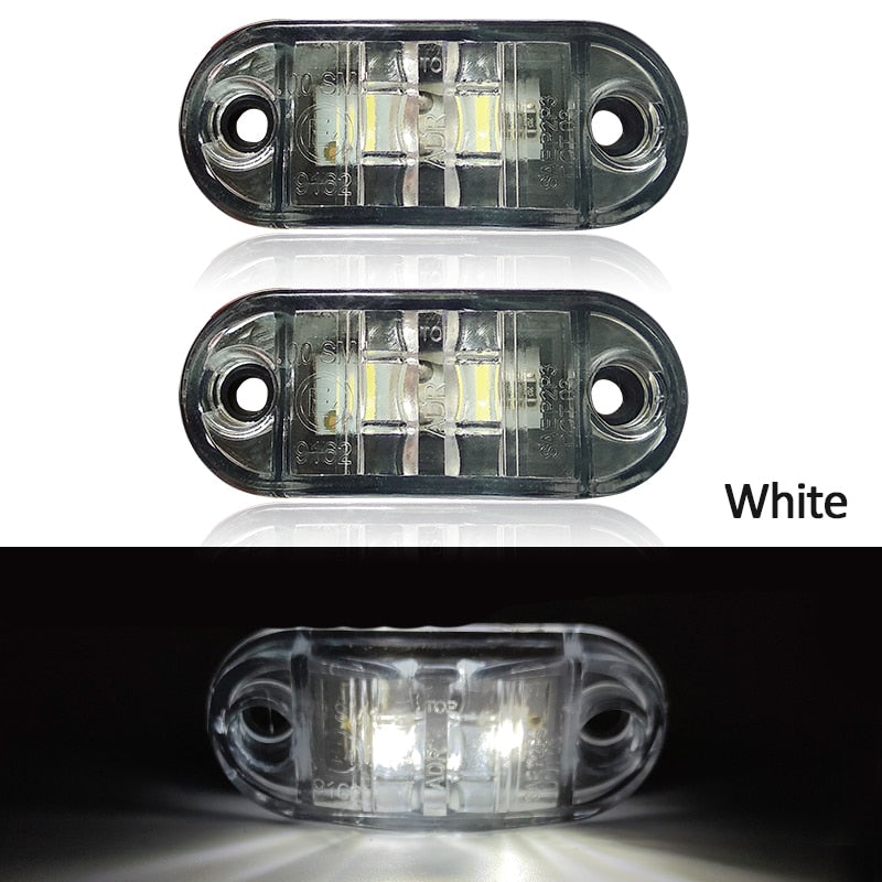2PCS 12V 24V LED Side Marker Lights Warning Tail Light Auto Car External Lights Trailer Truck Lorry Yellow Orange White Red