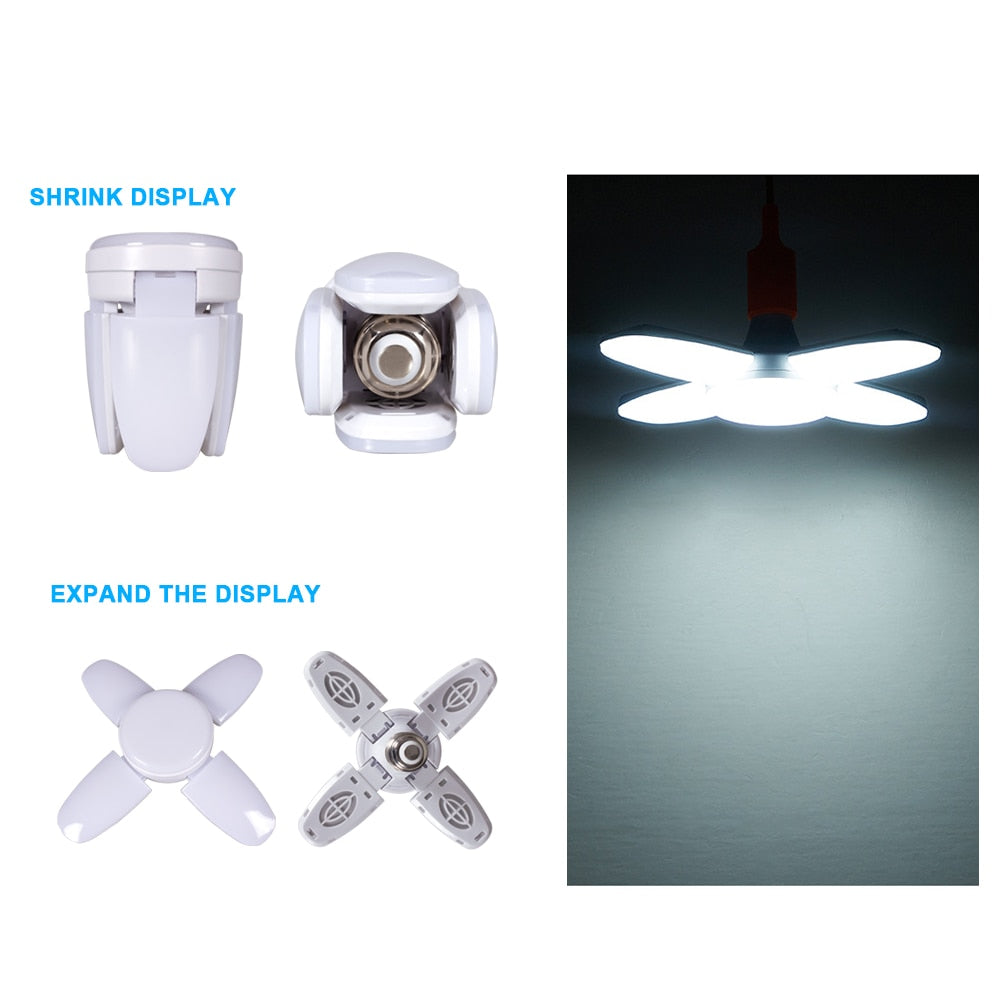 LED Bulb Fan Blade AC85-265V 28W Foldable Led Light Bulb Lampada For Home Ceiling Light Small Garage Light night lamp