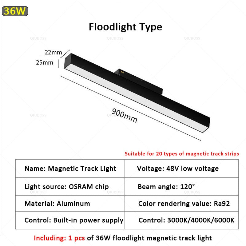 QIUBOSS Modern Magnetic Track Lights Embedded LED Spotlight Downlight Living Room Without Main Light Lighting Grille Lamp Series