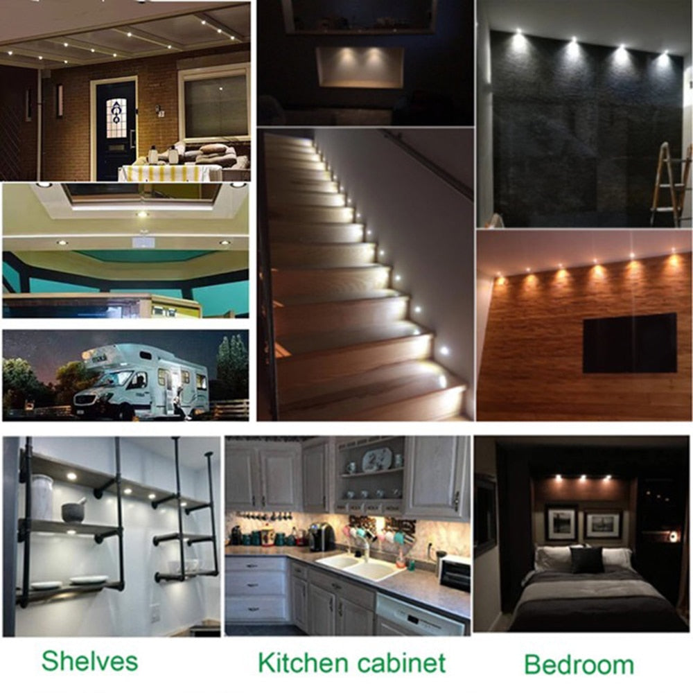 1W Mini LED Downlight 12V Dimmable Spotlight IP65 Staircase Cabinet Light 15mm Recessed Bedroom Spot Light Ceiling Downlight