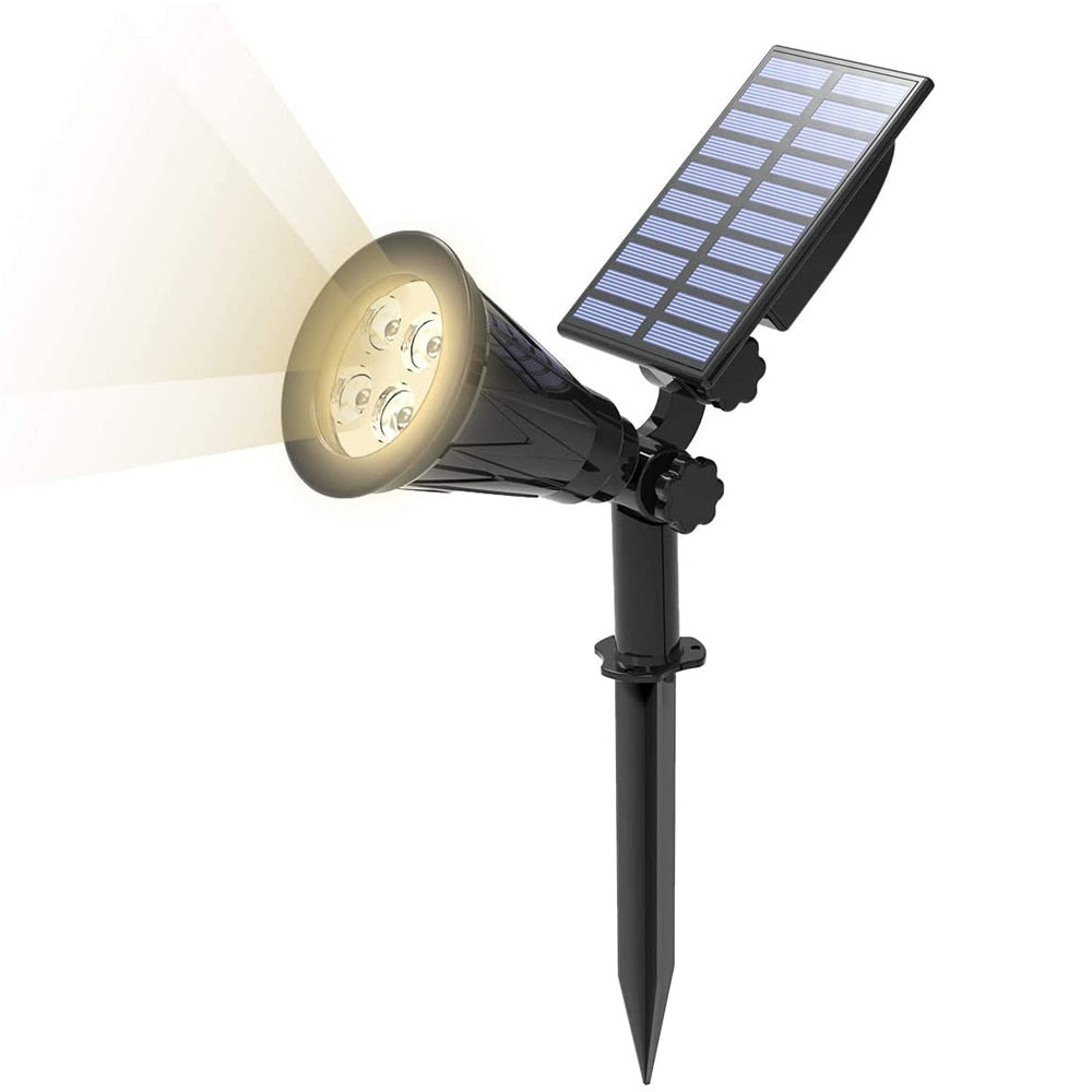 T-SUNRISE Solar Powered 4/7 LED Lamp Adjustable Solar Spotlight In-Ground IP65 Waterproof Landscape Wall Light Outdoor Lighting