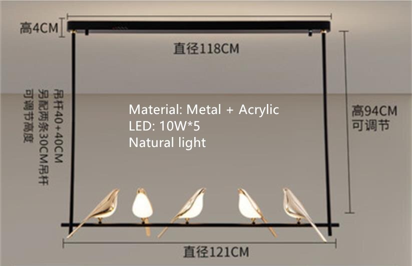 Nordic Golden Bird LED Chandelier Parlor Bar Bedside Hanging Light Fixture Novelty 360 Degree Rotation Replaceable LED Home Deco