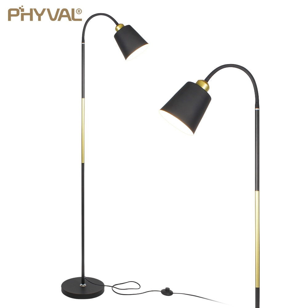 PHYVAL Nordic Floor Lamps Creative Living Room Bedroom Study LED Bulb Modern Dimming Reading Black&White Adjustable Floor Lights