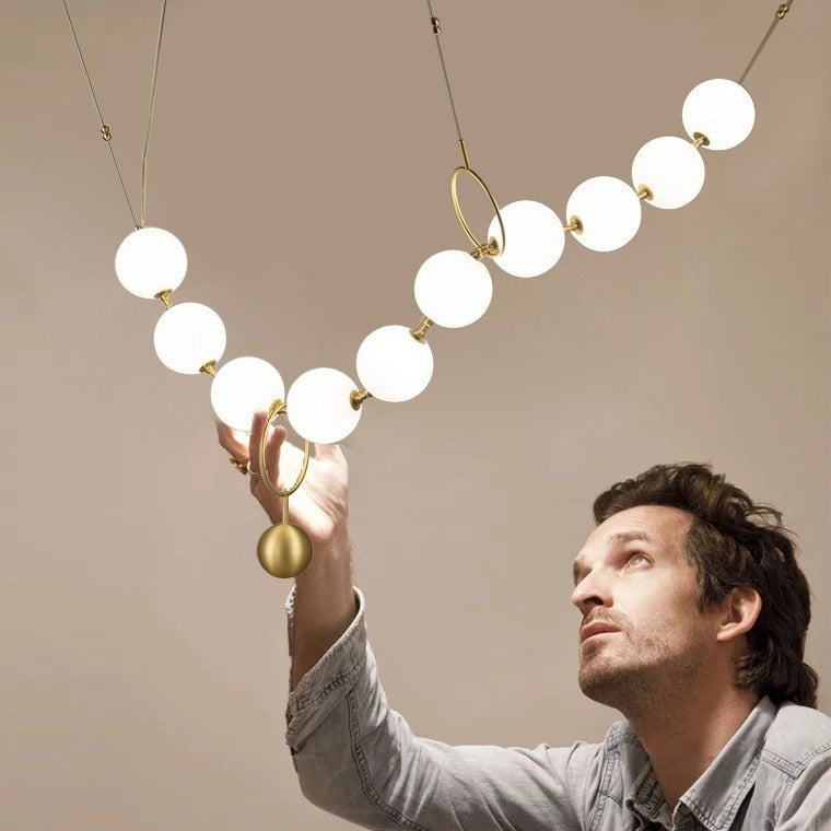 Postmodern Loft Glass Ball Pendant Lamp Creative Necklace Design Restaurant Hall Led Lights Decro Suspension Light Fixtures