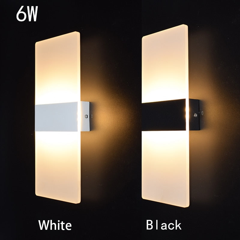 Mini 4/6/12/18W Led Acrylic Wall Lamp AC90-260V Long warm white Bedding Room Living Room Indoor wall lamp Bedroom Modern Simple