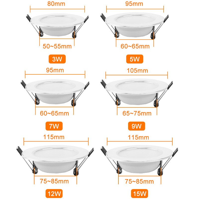 LED Downlight 3W 5W 7W 9W 12W 15W 220V 240V Round LED Lamp Ceiling Light Indoor Lighting Bedroom Kitchen LED Spot Lighting
