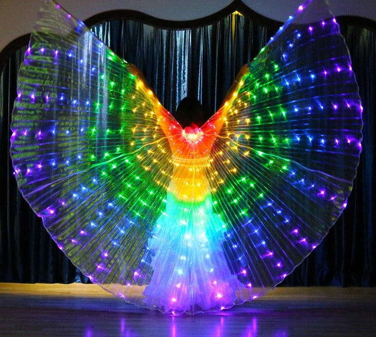 Rainbow Color Alas Angle Led Wings Adult Led Costume Circus Led Light Luminous Costumes Party Show Isis Wings Dancewear