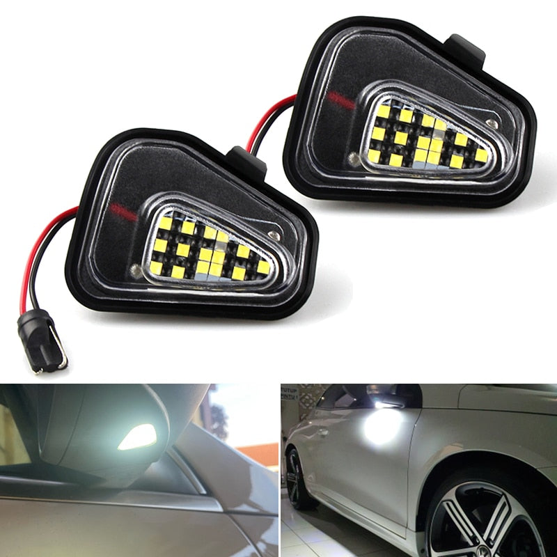 2PCS For VW Passat B7 CC Scirocco Jetta MK6 EOS Beetle R LED Side Rearview Mirror Floor Ground Lamp Puddle Welcome Light