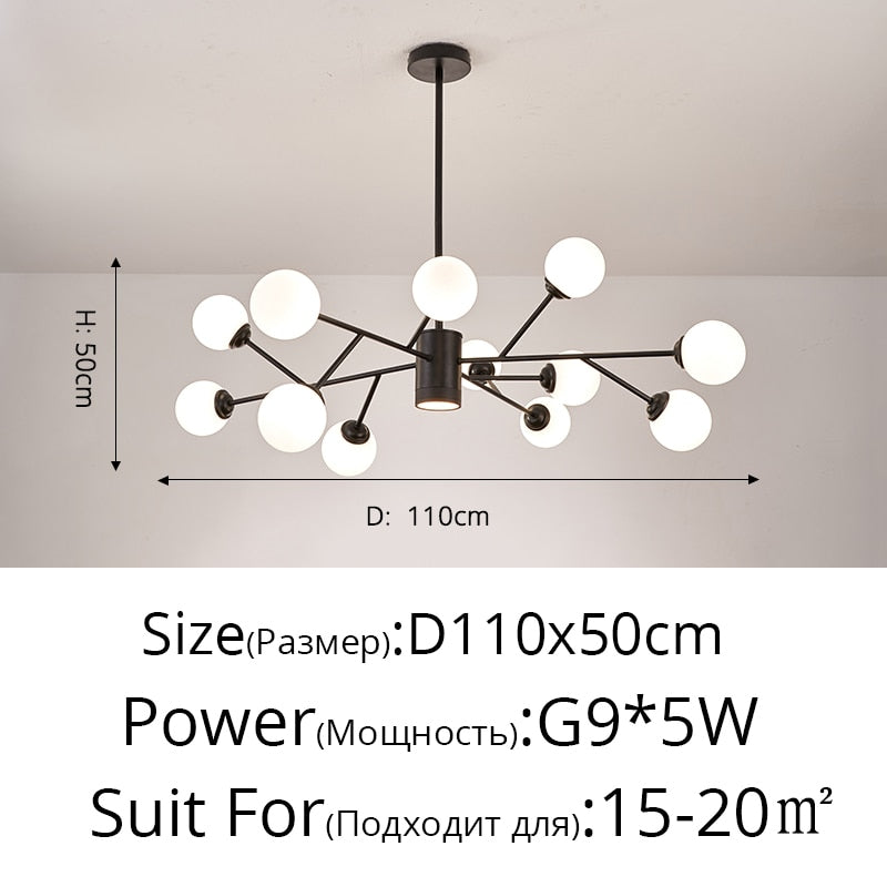 Creative Gold Black Chandelier Lights For Living Room Bedroom G9 Lamps Fixtures Lustres Indoor Lighting Luminaria Without Bulbs