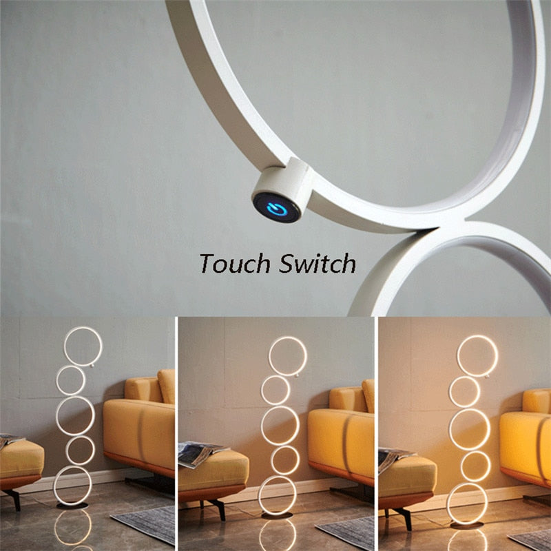 Modern LED Floor Lamp Touch Switch Ring Indoor Decor Light Nordic Minimalist Art Living Room Bedroom Home Standing Lamp Lighting