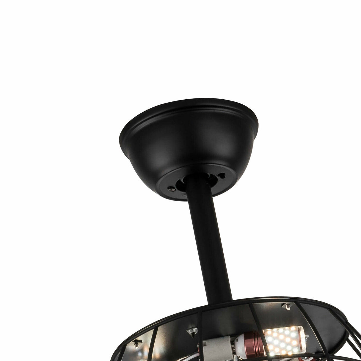 LED Ceiling Fan Light 3 Speed Setting 5 Reversible Wood Blades Retro Cage Chandelier with Remote Control