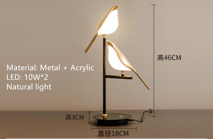 Nordic Golden Bird LED Chandelier Parlor Bar Bedside Hanging Light Fixture Novelty 360 Degree Rotation Replaceable LED Home Deco