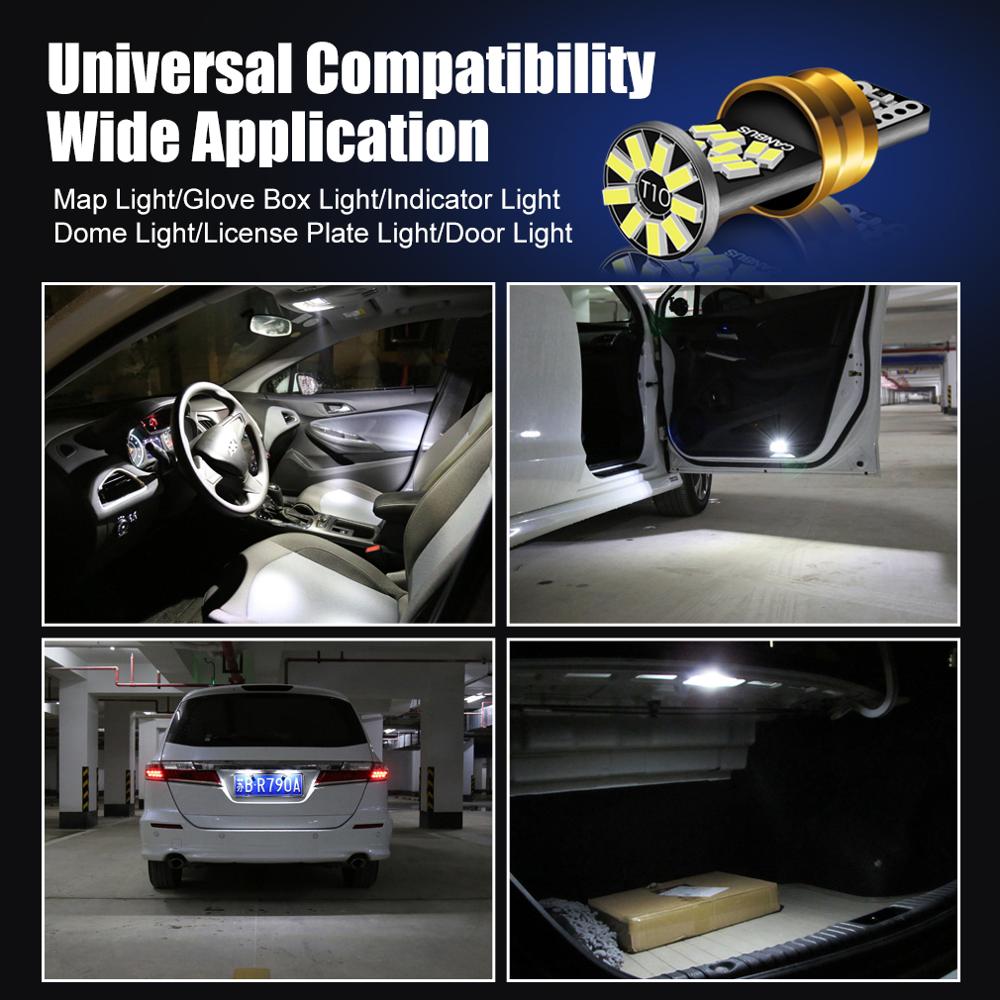 S&D 2Pcs T10 LED Canbus W5W LED Light Bulbs No Error 27SMD Car Interior Reading Parking Lamp Auto Led Trunk Side Door Lamp White