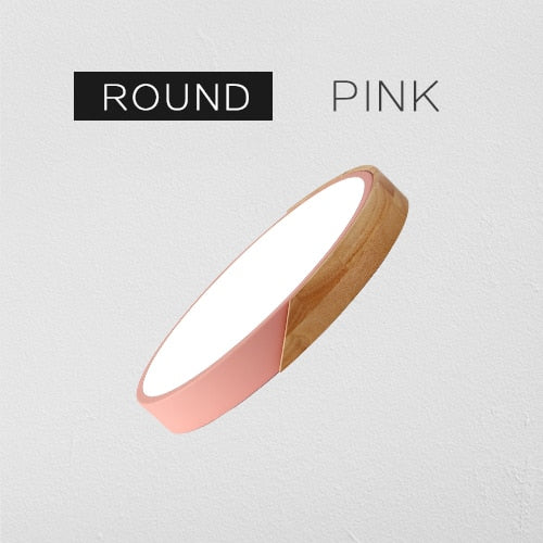 LED Ceiling Light Modern Nordic Round Lamp Wooden Home Living Room Bedroom Study Surface Mounted Lighting Fixture Remote Control