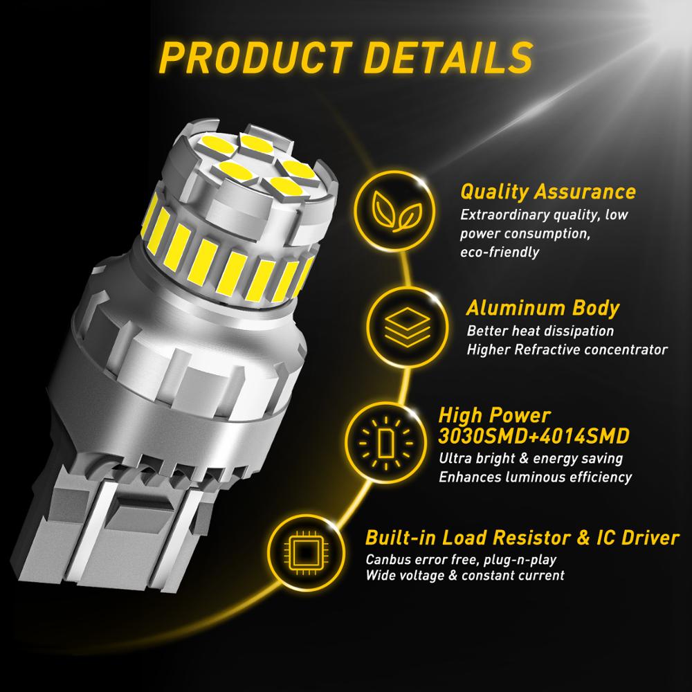 2x 7443 7444 T20 W21/5W LED Light For Lada Kalina Granta Vesta DRL LED Bulbs 12V 6500K White Super Bright 3030 4014 SMD
