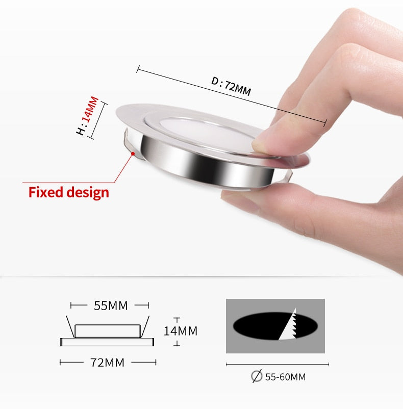 LED mini spotlight outdoor IP65 waterproof bathroom ceiling hidden downlight ultra-thin spotlight 12V cabinet light embedded 3W