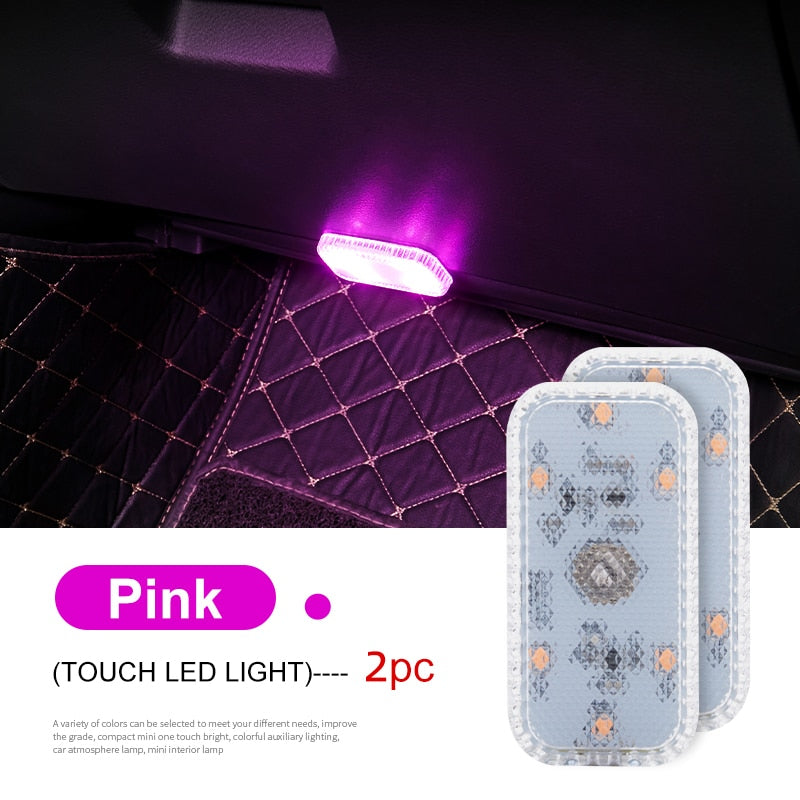 LED Touch Light Mini Wireless Car Interior Lighting Auto Roof Ceiling Reading Lamp for Door Foot Trunk Storage Box USB Charging