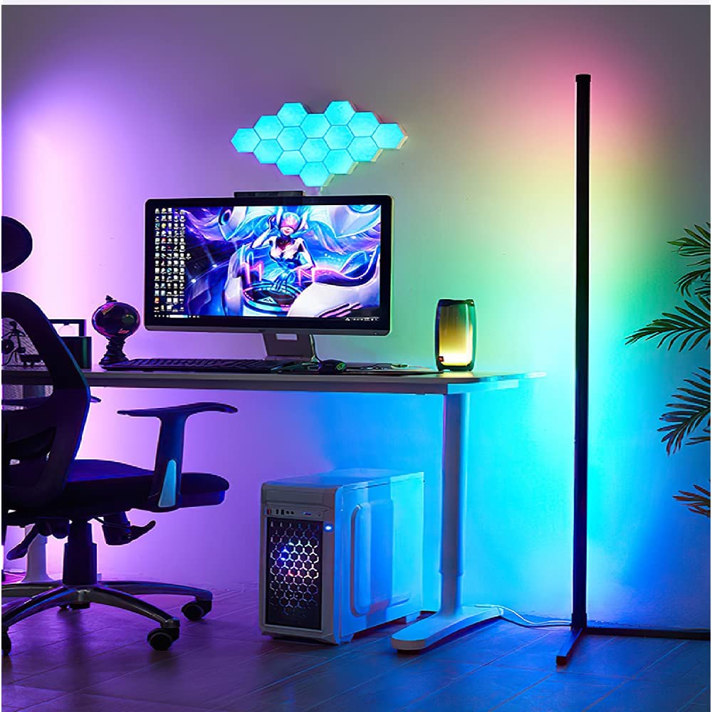 RGB Corner Floor Lamp Bedroom LED Dimmable Night Lamp Floor Light Living Rom Decor Indoor Standing Lamps For Home Decoration